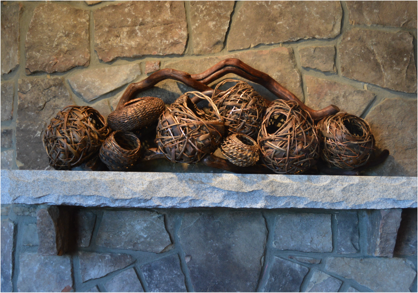8 Woven Baskets With A Large Branch To Go On Cool Fireplace Mantels