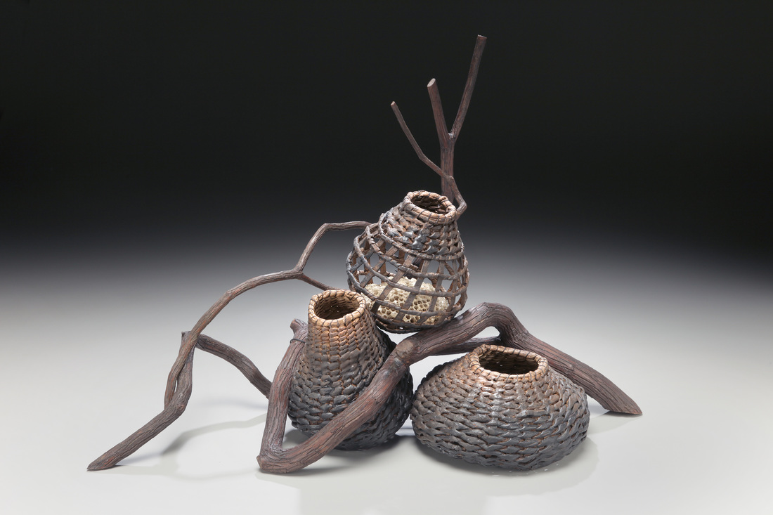 sculptural basketry, basket art, branch art, organic sculpture