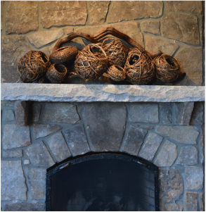 Cluster Of Baskets Used As Fireplace Sculptures