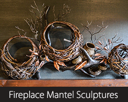 North Carolina Baskets And Fireplace Mantel Sculptures