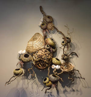 woven wall sculpture, wall art, contemporary basketry